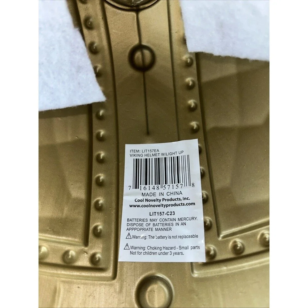 Adult Gold Medieval Viking Helmet with Light Up Horns Barbarian Costume Prop
